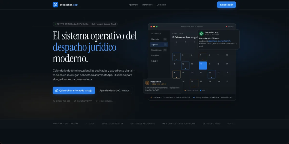 Pantalla de despachos.app